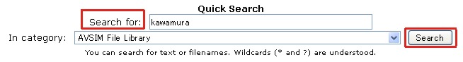 avsim Library Search page